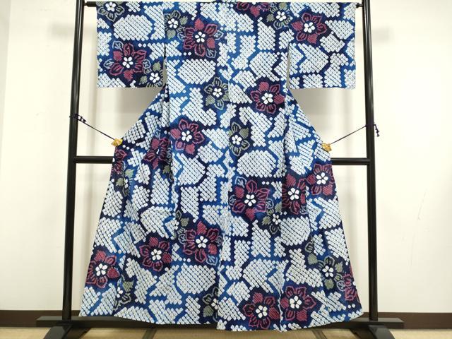 平和屋本店■極上　夏物　浴衣　有松鳴海絞り　草花文　綿　逸品　DZAA20293kh5