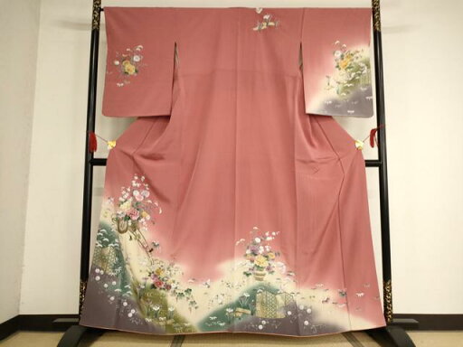平和屋着物■訪問着 刺繍 花車文 暈し染め 金彩 正絹 逸品 AAAR9036ja 平和屋着物■訪問着 刺繍 花車文 暈し染め 金彩 正絹 逸品 AAAR9036ja