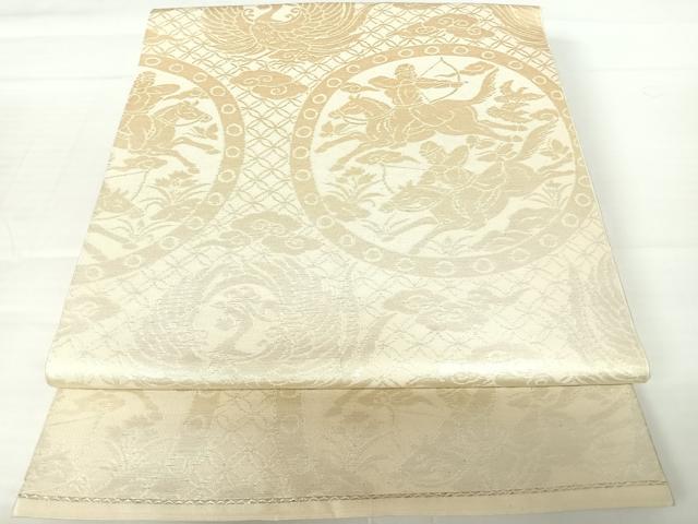 平和屋着物◎六通柄袋帯　狩猟文　金糸　正絹　逸品　AABA9075yx