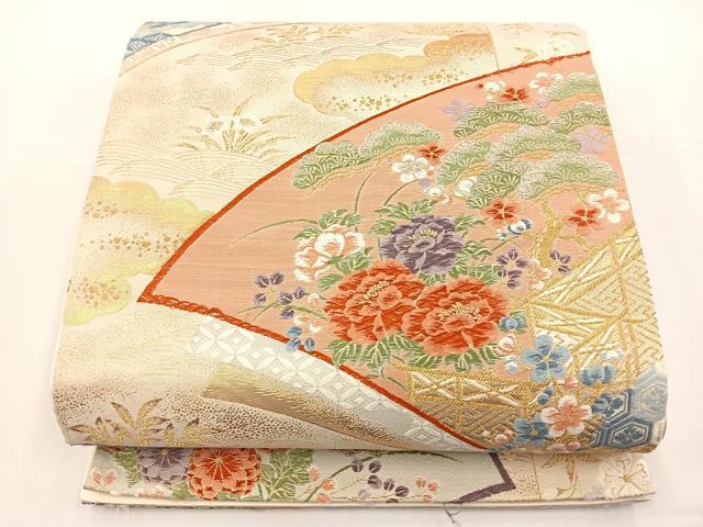 平和屋着物◎六通柄袋帯　唐織　瑞祥聚楽文　九百別織　金銀糸　正絹　逸品　BAAS2317jr
