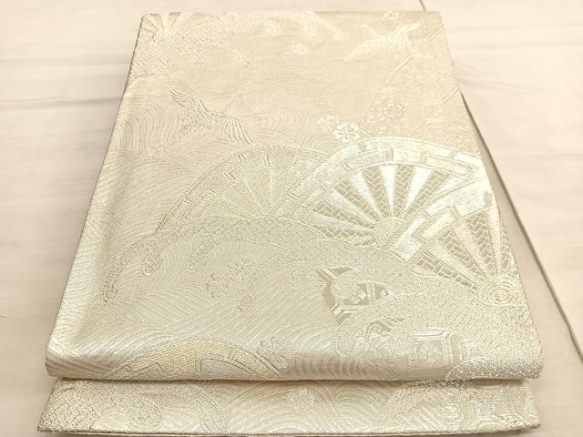平和屋着物◎佐賀錦 六通柄袋帯 片輪車飛鶴文 金銀糸 正絹 逸品 BAAV5738hv