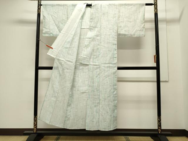 平和屋着物＊夏物　小紋　紗　吉祥霞文　CAAV3919dy