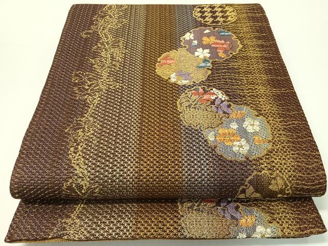 平和屋着物▽両面　全通柄袋帯　スリーシーズン　春夏秋　雪輪花蝶文　金糸　正絹　逸品　CABG1849vp heiwaya-11166363 平和屋 パッケージ画像