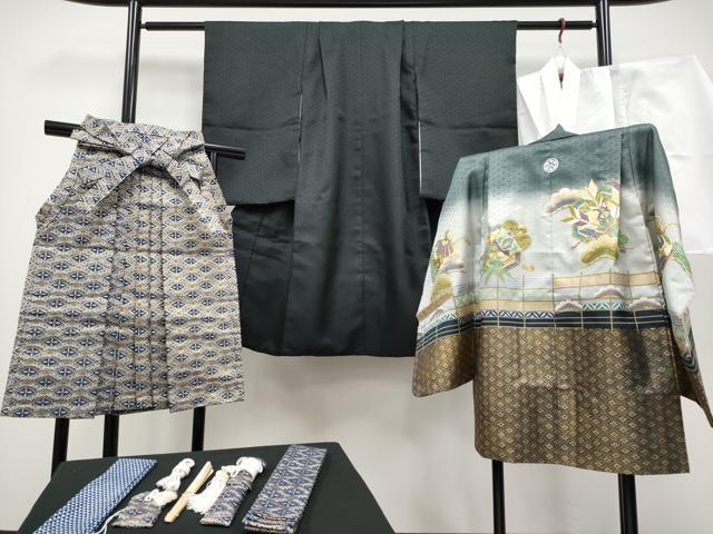 平和屋着物[]極上　七五三　男の子　祝着・襦袢・羽織・行灯袴・小物セット　笠松吉祥文　洗える着物　逸品　CYAA4470s6