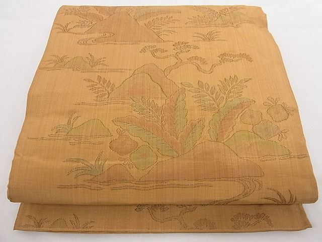平和屋着物■六通柄袋帯　風景文　正絹　逸品　B-cy4855
