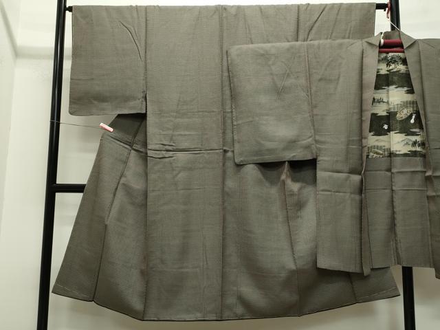 平和屋着物●男性 お召 アンサンブル 吉祥文 正絹 逸品 未使用 CAAO0426ze