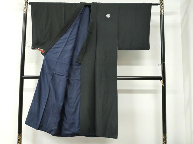 平和屋着物●男性　黒紋付　正絹　逸品　CAAU3166yc