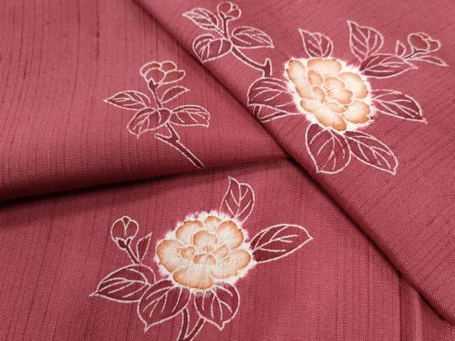 平和屋着物●上質な小紋　紬地　枝花文　正絹　逸品　CAAW7773yc