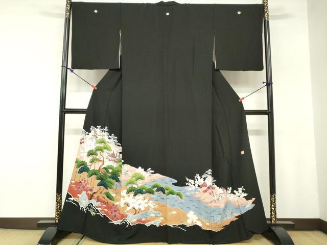 平和屋着物■豪華黒留袖　作家物　風景文　松竹梅　正絹　逸品　DABA3323qa