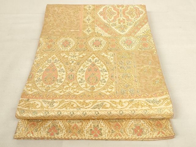 Rakuten - 平和屋着物◎六通柄袋帯 洋花文 金糸 正絹 逸品 AAAK0833Apf