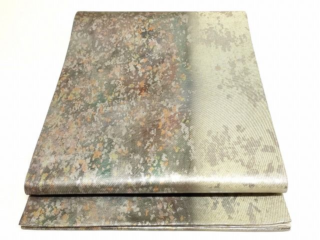 平和屋着物◎六通柄袋帯　霞文　引箔　正絹　逸品　AAAK0831Apf
