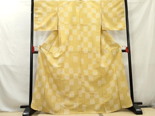 平和屋着物■小紋　変わり市松文　洗える着物　AABC7964cs