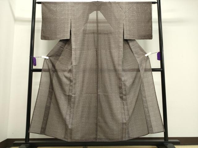 平和屋着物＊夏物　小紋　絽　大小あられ　洗える着物　未使用　CAAW9873gh