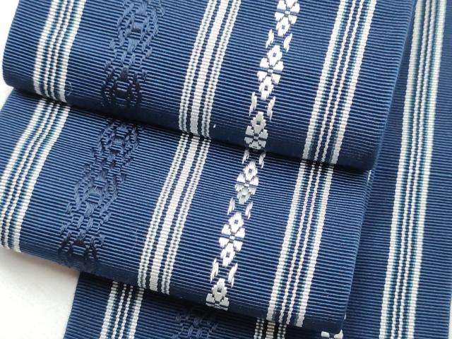 平和屋着物●男性 本場筑前博多織 両面 角帯 献上 西村織物謹製 証紙付き 正絹 逸品 CABA4905hy