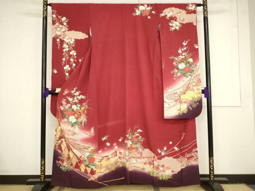 平和屋着物■豪華振袖 舞蝶花鼓文 金彩 正絹 逸品 AAAQ7944pf 平和屋着物■豪華振袖 舞蝶花鼓文 金彩 正絹 逸品 AAAQ7944pf