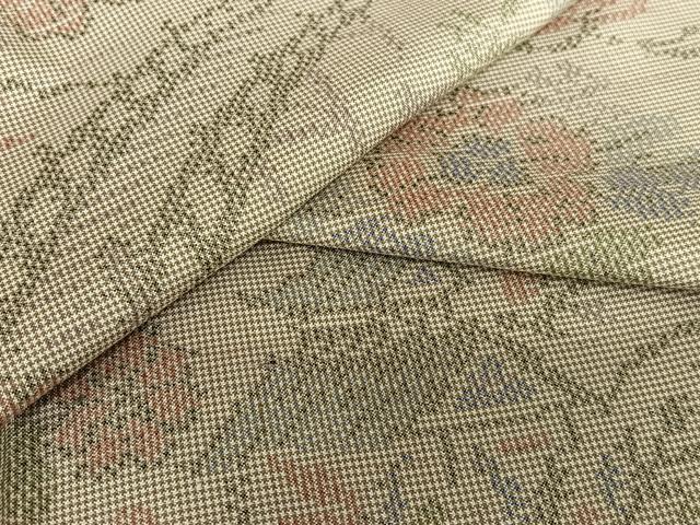 平和屋着物●本場大島紬　一元7マルキ　渡り橋風景草花文　正絹　逸品　未使用　AAAV7533zg