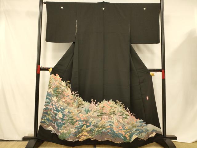 平和屋着物■豪華黒留袖　友禅作家物　広美一　風景文　暈し染め　やまと誂製　正絹　逸品　AABF8418fw
