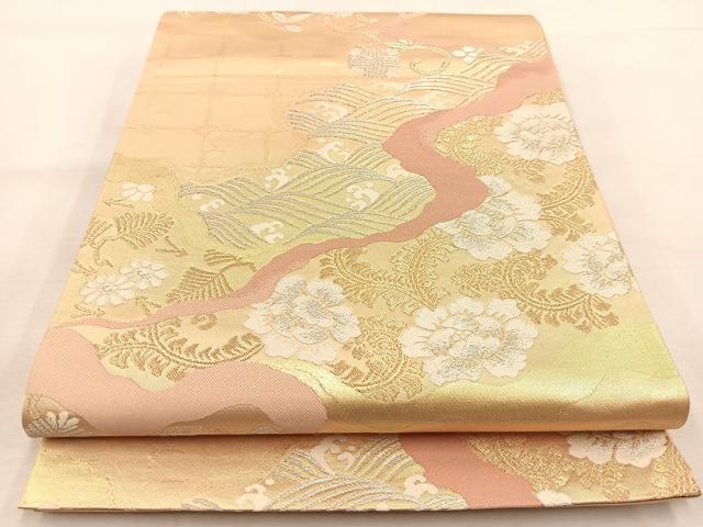 Rakuten - 平和屋着物◎六通柄袋帯　宮中錦　立波花唐草文　金銀糸　正絹　逸品　BAAU2899yc