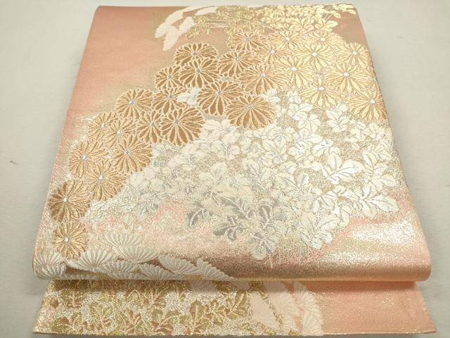 平和屋着物◎六通柄袋帯　菊　金銀糸　正絹　逸品　CABB9986ze