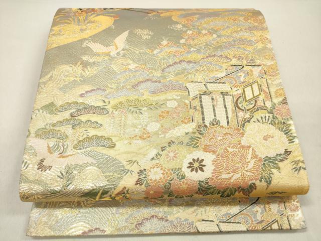 平和屋着物◎六通柄袋帯　御所車花丸文　金糸　正絹　逸品　DAAK7611xg