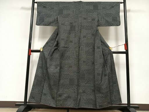 平和屋着物■上質な紬 格子 正絹 逸品 AAAJ6427Bnp 平和屋着物■上質な紬 格子 正絹 逸品 AAAJ6427Bnp