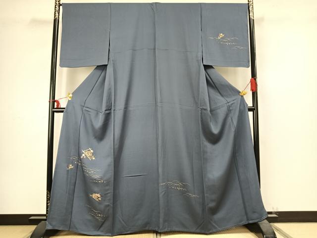 Rakuten - 平和屋着物▽訪問着　単衣　刺繍　丹後ちりめん　花菱文　金銀糸　金彩　反端付き　正絹　逸品　AABC4073fy