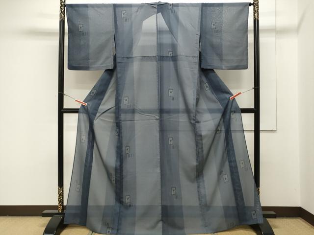 平和屋着物＊夏物　小紋　紗　吉祥文　洗える着物　CAAR9613ev