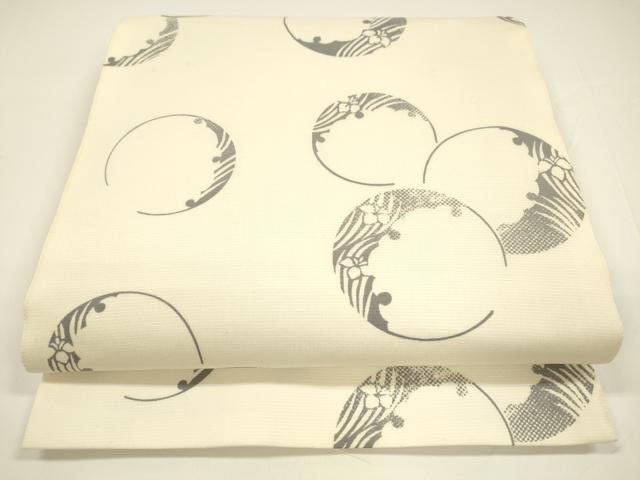 平和屋着物●スリーシーズン　春夏秋　両面　全通柄袋帯　雪輪杜若文　正絹　逸品　DAAY8034cm(4)