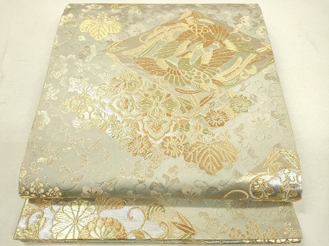 平和屋着物◎六通柄袋帯　向かい鳳凰花文　金銀糸　逸品　DAAG7811rt