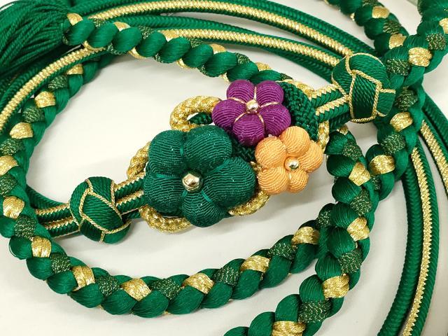 平和屋着物●和装小物　振袖用帯締め　装飾　ちりめん細工　あわじ玉　ビーズ　金糸　撚り房　逸品　未..