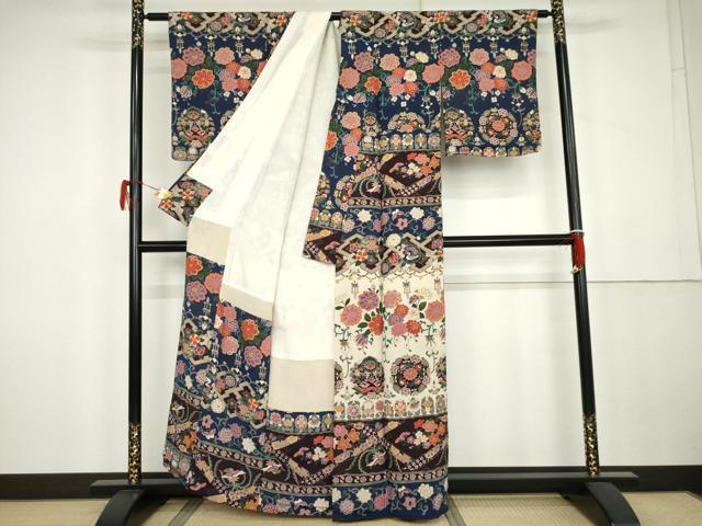 平和屋着物●訪問着　鳳凰草花文　金彩　鬼しぼ縮緬　正絹　逸品　AABK3519cs heiwaya-11245106 平和屋 サンプル画像2