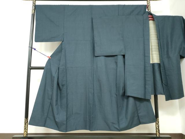 平和屋着物●男性 紬 アンサンブル 長羽織 抽象文様 正絹 逸品 DABC2527ud