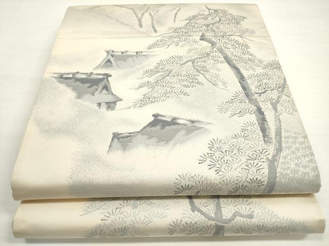 平和屋着物◎西陣　丸勇謹製　六通柄袋帯　京都 鞍馬の里　風景文　正絹　逸品　DABC5539xg