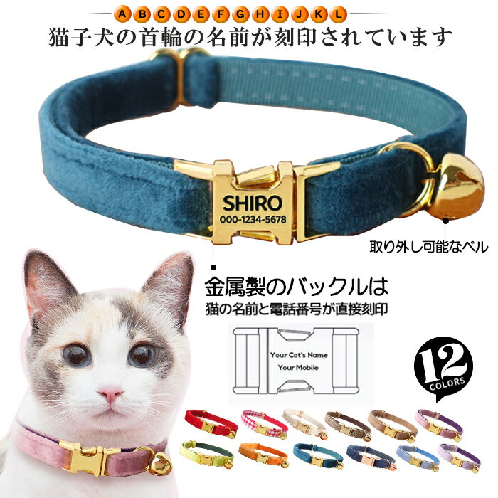 P10 迷子札付き 猫用首輪 ゴールド オーダーメイドの迷子札 猫 首輪 猫首輪 迷子札 バックル 鈴 おしゃれ かわいい 名入れ 超軽量 ネームタグ 迷子札付猫首輪 ねこ ネコ 猫用首輪 くびわ 軽い 鈴付き 多色 ペットグッズ まいご 刻印ネームタグ 安心安全 送料無料