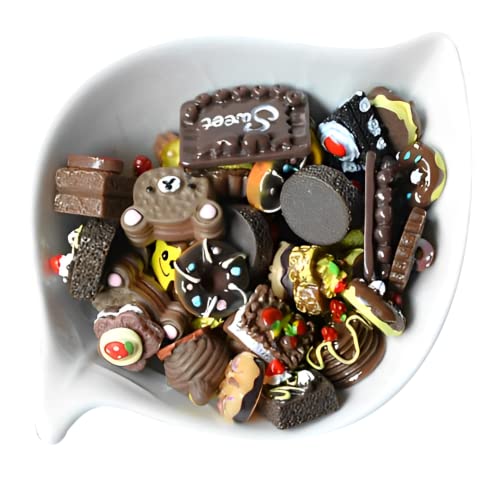 heizi デコパーツ チョコレート お菓子 ハンドメイド 100個 樹脂 パーツ ロリポップ (チョコレート 100個)