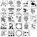 【送料無料】heizi ステンシルシート 花 動物 柄 イラスト アルファベット 手帳 描写 テンプレート ステンシルプレート (24枚セット)