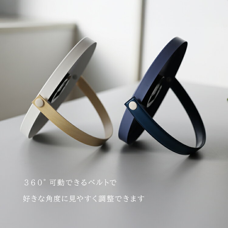 壁掛け時計 置き時計 2WAY / iNE / 置き方自由自在 角度調節可能 ウッドベルト ネイビー ホワイト スイープムーブメント カチカチ音がしない 心地良い 箱入り プレゼント 新生活 お祝い 新居 新築 インテリア リビング マグネット