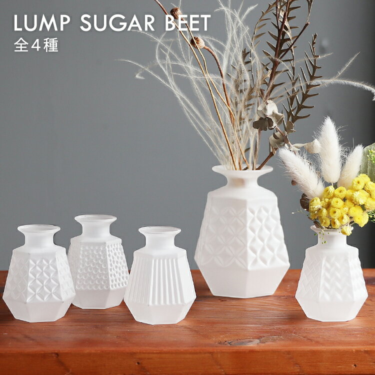 花瓶 【 LUMP SUGAR BEET 】ランプシュガービート 全4種　　　　[ フラワーベース 花器 ガラス製 軽い フロスト すりガラス ホワイト マット ユニーク インテリア 飾り コレクション おしゃれ かわいい 人気 プレゼント ギフト BOX 箱 ]