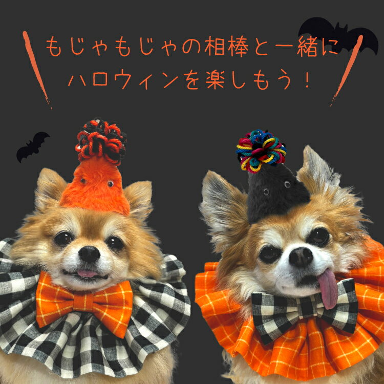ペット 帽子 | ハロウィン MOJAPOM 全4種 | THE BESS 犬 猫 ハット ポンポン付き パーティ イベント ふかふか もじゃもじゃ おめかし Mサイズ おしゃれ かわいい プチギフト プレゼント コンパクト