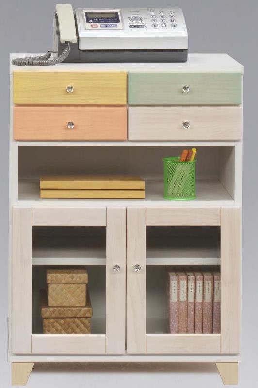 カラフル FAXボード 幅60cm シャーベットカラーの可愛らしいリビング収納家具 電話台 ファックス台 木製 ★マカロン60FAX台【02P03Dec16】