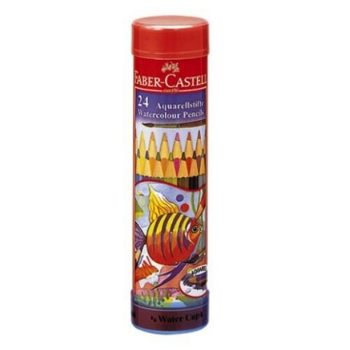 【メール便不可】TFCC-115924ファーバーカステル水彩色鉛筆 丸缶 24色 セット子供 大人 塗り絵 お絵かき ぬりえ イラスト スケッチ 画材 プレゼン...