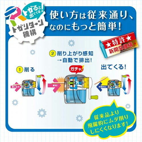 【マツコの知らない世界で紹介されました！】【メール便不可】EK-4297-Tソニック トガリターン 手動 鉛筆削り透明色鉛筆 鉛筆 手動 ロック機構 ギフト プレゼント 小学生 えんぴつ削り 学校 子供 入学準備 おしゃれ 人気 hellobungu-10019367 オフィス・エクスプレス サンプル画像3