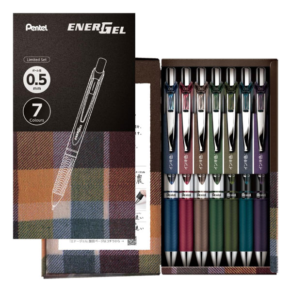 【マツコの知らない世界で紹介されました！】【限定販売】BLN75-L7【メール便対応可能】 ぺんてる ゲルインキボールペン エナージェル 7色セット 0.5mmのサムネイル