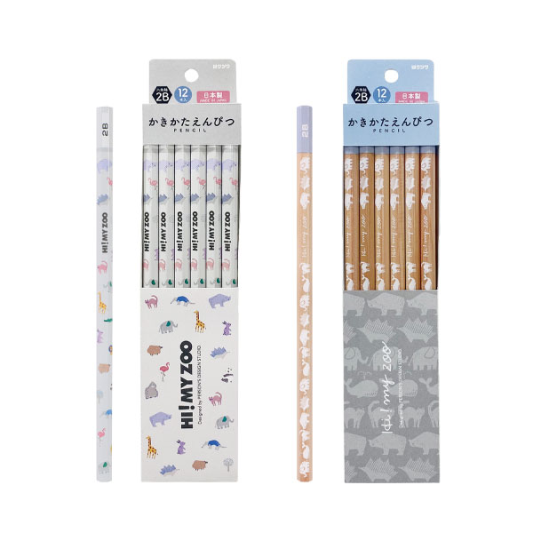 【メール便対応可能】HZ023クツワ ハイマイズー 鉛筆 2B 12本入りホワイト グレー筆箱 小学生 HI!MYZOOプレゼント ギフト 入学祝 進級 入学準...