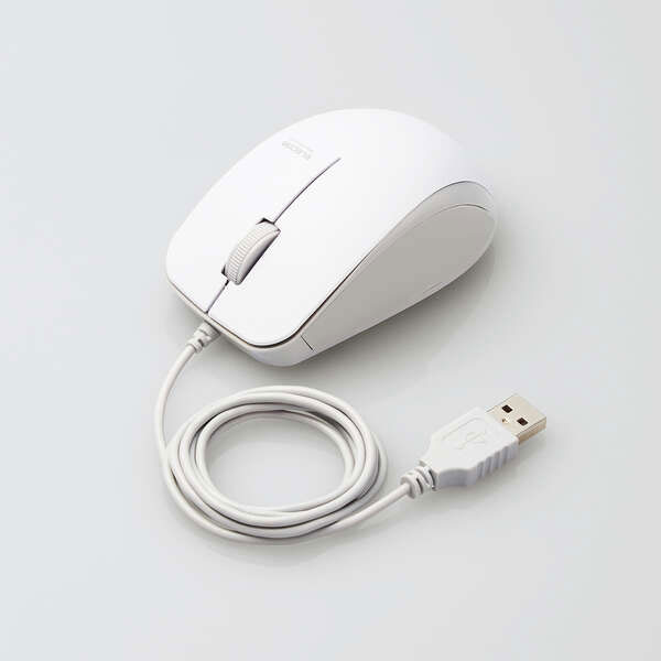 【メール便不可】M-BL27UBKWHエレコム 抗菌 有線 BlueLEDマウス3ボタン ホワイトオフィス ビジネス パソコン