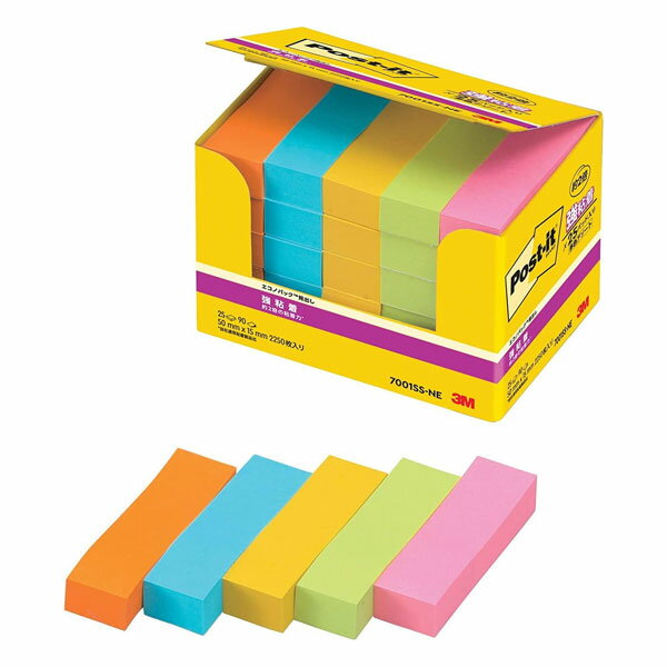 【メール便不可】7001SS-NEスリーエム ポストイット 強粘着見出し多色アソート 90枚×25パッド