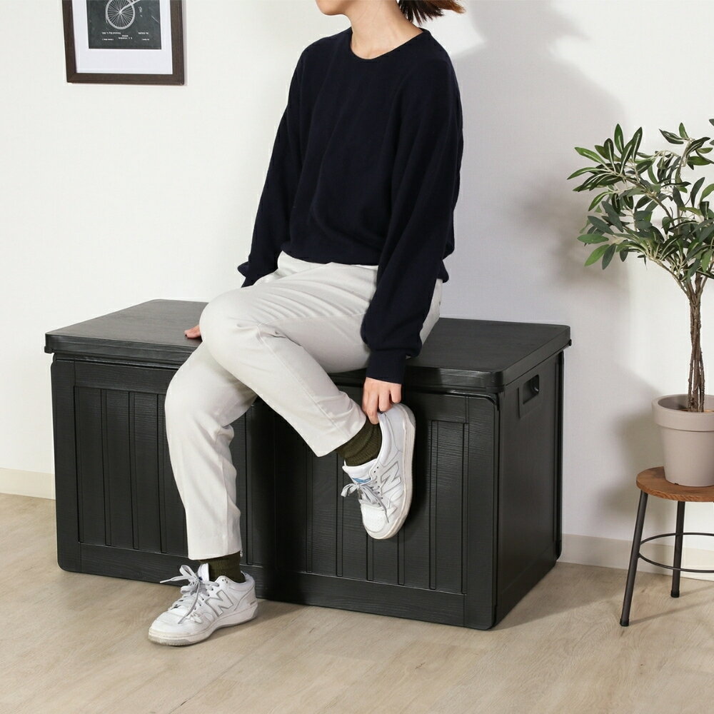 【メーカー直送品】55252不二貿易 収納BOXベンチ BK ブラック 190L黒 収納 屋外 外 ガーデン 室内ガー..