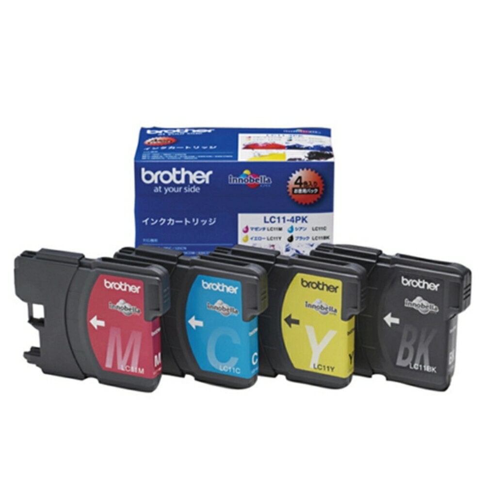 【メール便対応不可】LC11-4PKブラザー インクジェット用インクカートリッジ 4色パック Brother用 4個入純正品 高品質 鮮やか 写真印刷 文書印刷 家庭用 事務 オフィス 年賀状印刷 学校用の商品画像