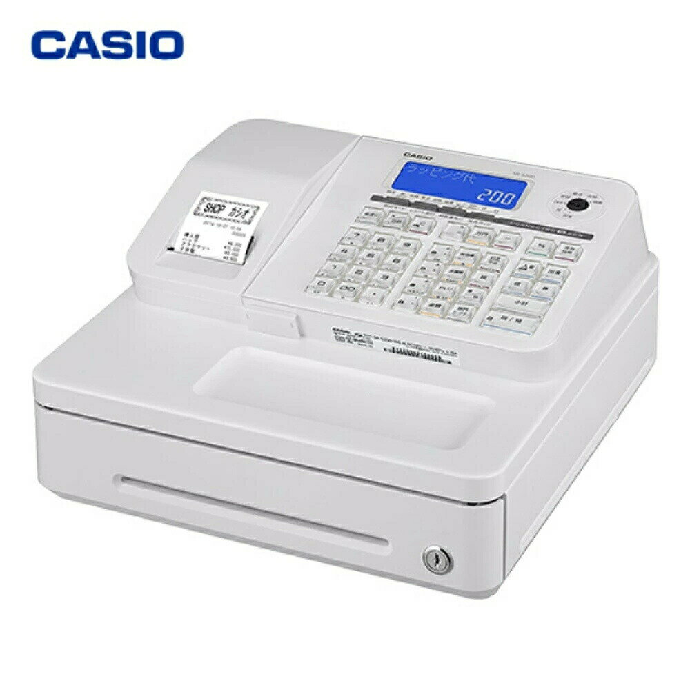 【在庫あり】SR-S200-EX-WEカシオ ドロップイン方式 1シートサーマルプリンターホワイト レジ レジスター お店 インボイス Bluetooth キャッシュレス スマホ ドロア一体 漢字レシート 領収書発行 消費税率 適格簡易請求書