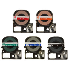 【メール便不可】キングジム テプラPROテープカートリッジカラーラベル（ビビッド） 24mm幅 SD24 テプラテープ テプラ テープ